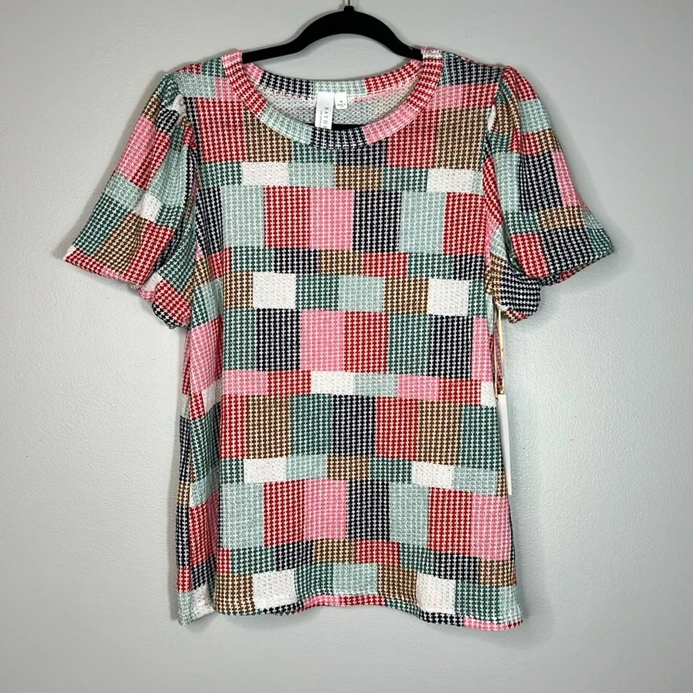 Hayden Los Angeles Patchwork Knit Blouse - Medium - NWT